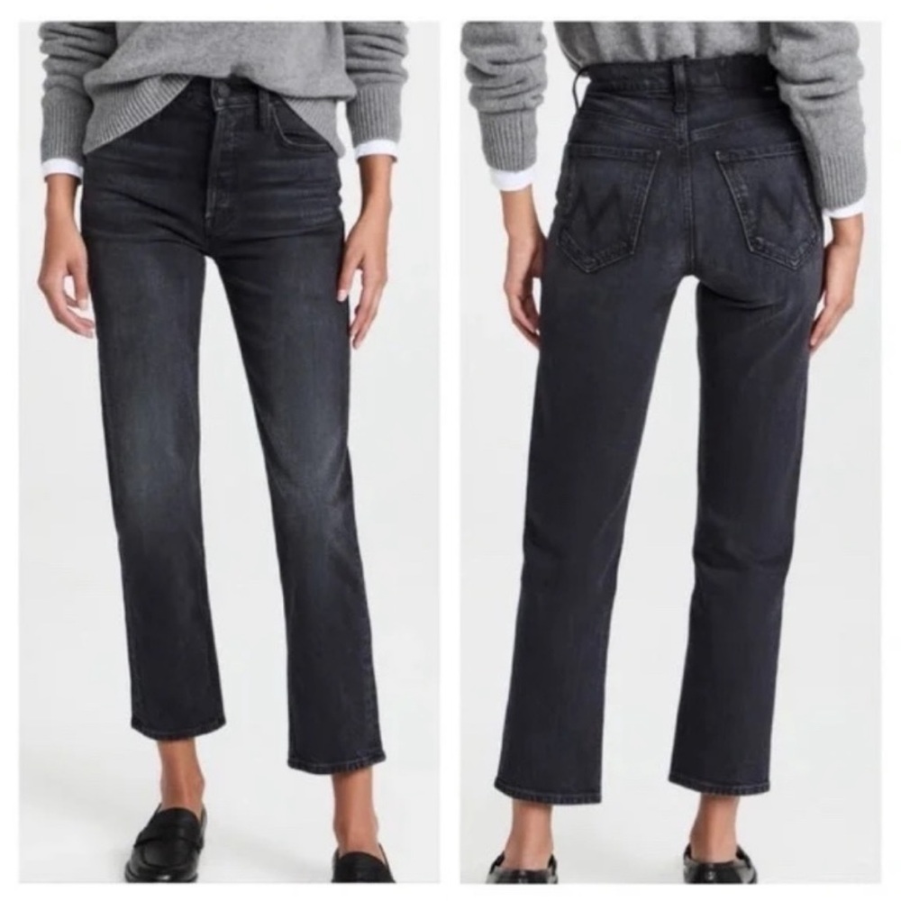 NWT MOTHER Tomcat High Rise Button Fly Cropped Jeans Lies Lies Lies